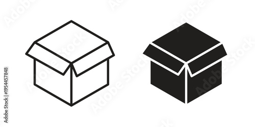 Box opened icon symbol. Vector outline drawing. Editable stroke.