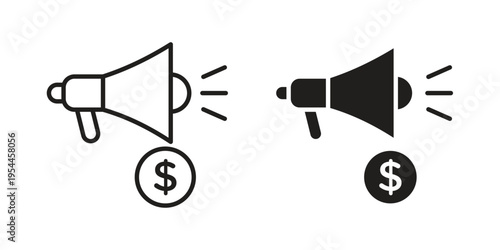 Campaign icon symbol. Vector outline drawing. Editable stroke.