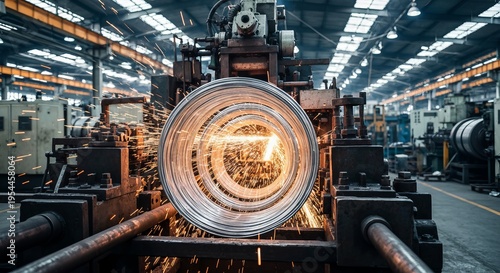 Automated CNC Laser Cutting Machine Processing Metal Rings in an Industrial Manufacturing Setting
