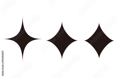 キラキラ 星 アイコン黒 シンプル フラット イラスト 素材