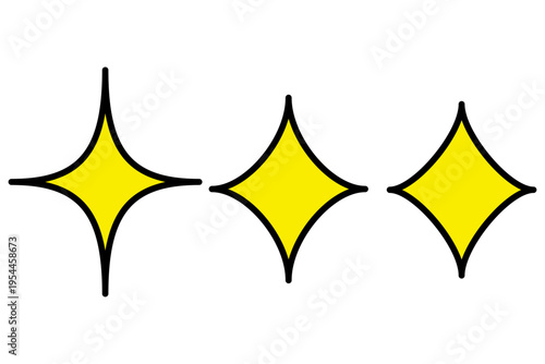 キラキラ 星 アイコン 黄色 シンプル フラット イラスト 素材