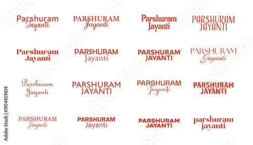 Happy Parshuram Jayanti Indian Religious festival typography design set. Happy Parshuram Jayanti text. Vector illustration.