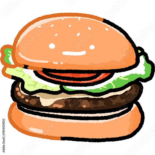 Cartoon Doodle Hamburger Character.
