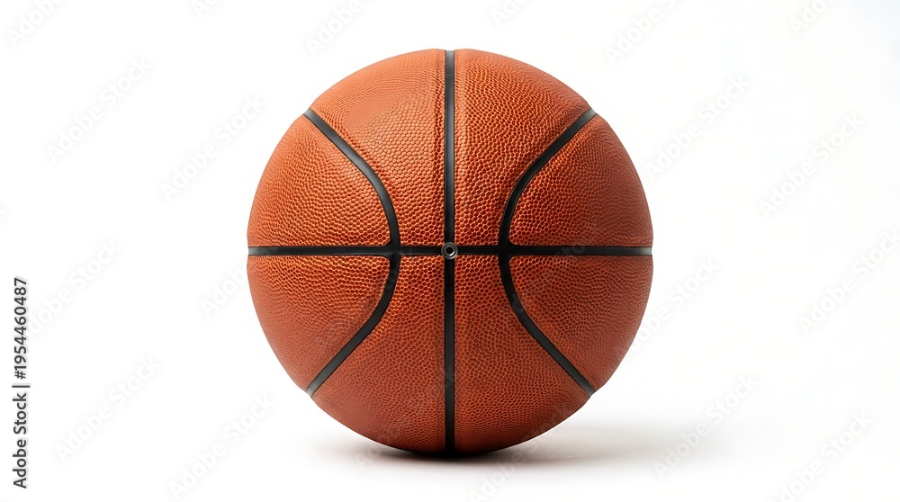 Fototapeta premium High-quality image of a standard orange basketball with black stripes on a white background, Perfect for sports-related projects