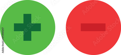 Plus and Minus Signs Vector Icons Set for Web Buttons and UI Design
