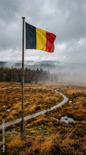 Belgian Flag in the High Fens Marshlands