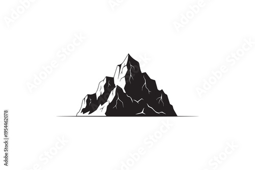 Iceberg floating silhouette on white background