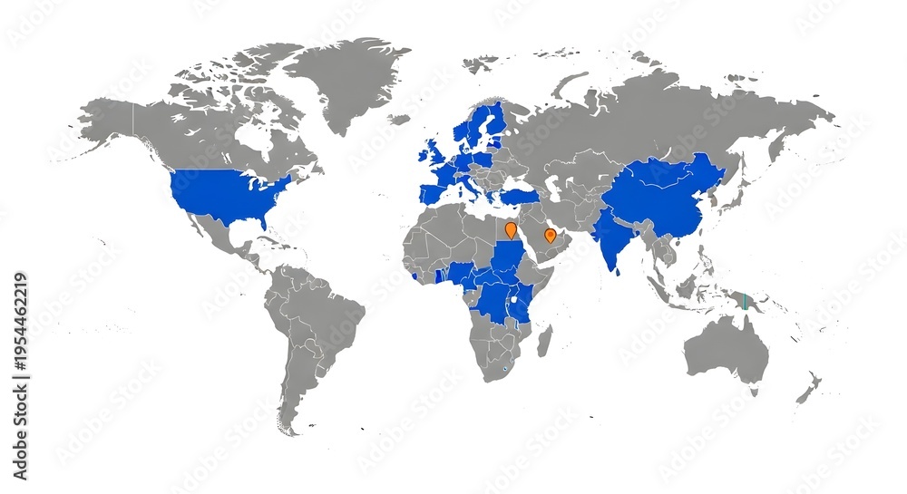 Obraz premium Global map with highlighted regions