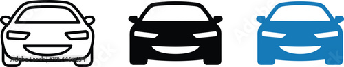 Smiling car faces in white black and blue colors cars vehicles smiling faces white car black car
