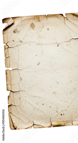 A close up of a piece of burnt paper isolated on transparent background