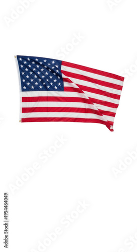 A waving american flag isolated on transparent background