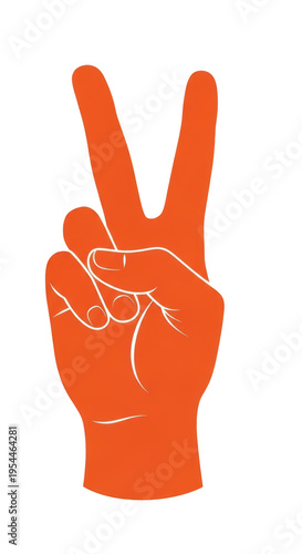 A hand making a peace sign isolated on transparent background