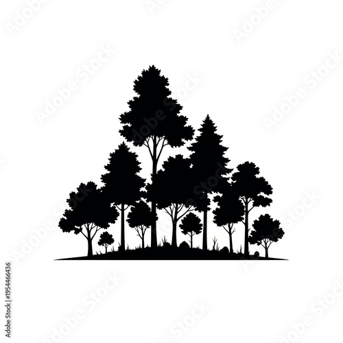 Forest trees silhouette vector illustration.