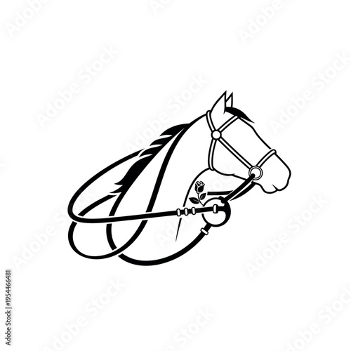 Horse Head with Bridle and Reins.