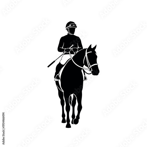 Horse racing jockey silhouette.