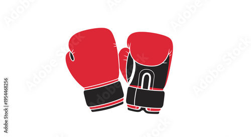 Professional Red and Black Boxing Gloves Vector Illustration - Strength and Combat Sport Icon Isolated on White
