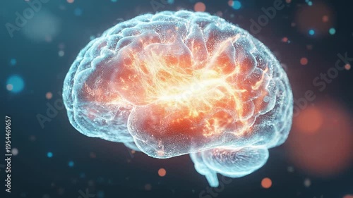 Glowing Human Brain with Neural Network Activity and Particles
