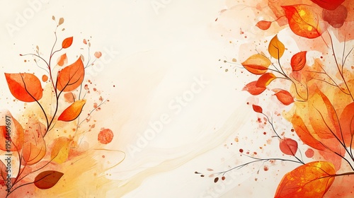 Autumn abstract floral background with organic lines and textures on white backdrop elegant seasonal wallpaper illustration