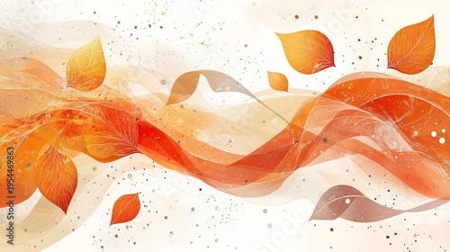 Autumn abstract floral background with organic lines and textures on white backdrop elegant seasonal wallpaper illustration