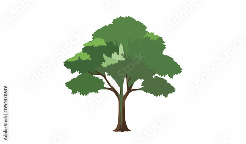 Lush realistic eco tree with green foliage vector illustration isolated on white background sustainability concept