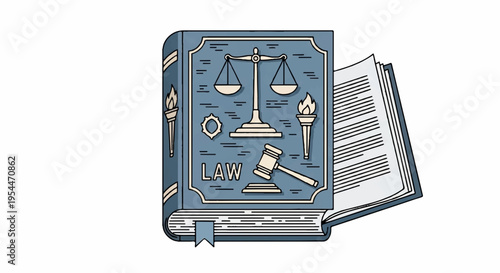Law book with scales gavel and legal documents on a plain background symbolizing justice and legislation
