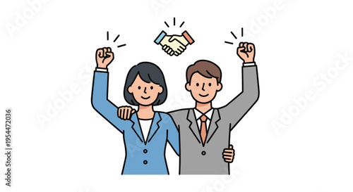 Vector illustration of business people celebrating success