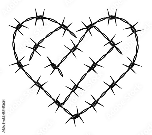 Barbed Wire Heart Symbol of Pain and Protection