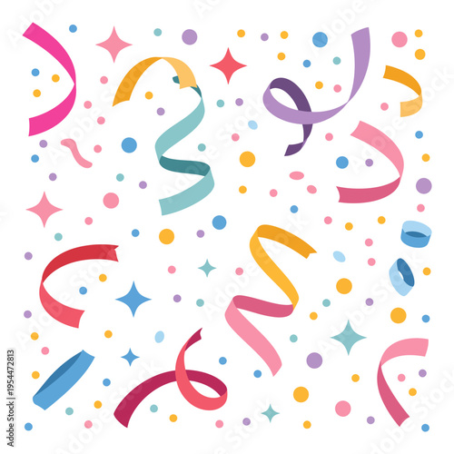 Festive Confetti and Streamers Celebration Background