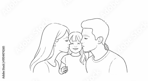 Loving family with little girl enjoying tender moment together smiling and happy