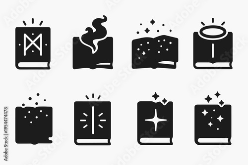Mystical Icon Set. Mystical luminous volumes. Filled icon set of mystical luminous volumes: volume with