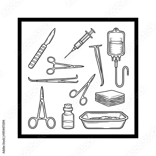 Professional Medical Surgery and Healthcare Instrument Icons