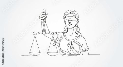 Justitia holding scales and sword blindfolded lady justice symbol law and order concept illustration