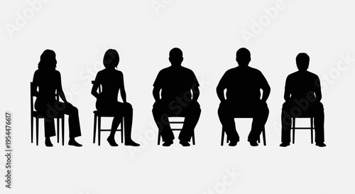 People Sitting Silhouette Set – Waiting Chair Pose Vector Collection