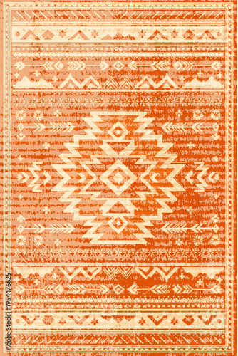 Folk style traditional printed Carpet with trending colors and texture in high resolution
