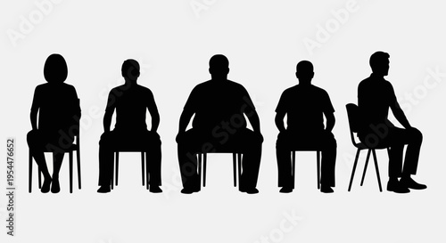 People Sitting Silhouette Set – Waiting Chair Pose Vector Collection