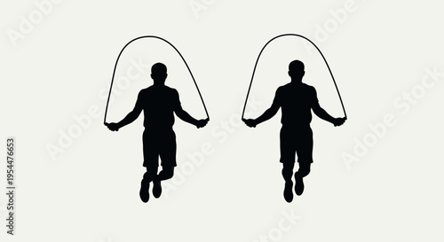 Jump Rope Silhouette Set – Skipping Fitness Exercise Vector Collection