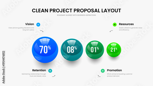 Corporate Performance Four Element Diagram Frame Design. Service Portfolio 4 Option Infographic Slide Layout. Elegant Report Slideshow Template Vector Illustration.