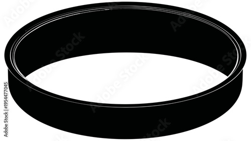 A thick, dark band curves in a circle, open in the center, against white
