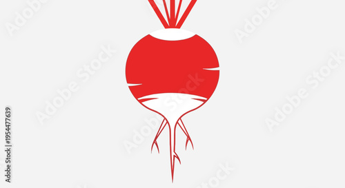 Minimalist Stylized Red Radish Illustration on Neutral Background, Flat Design Root Vegetable Graphic for Healthy Living and Culinary Concepts