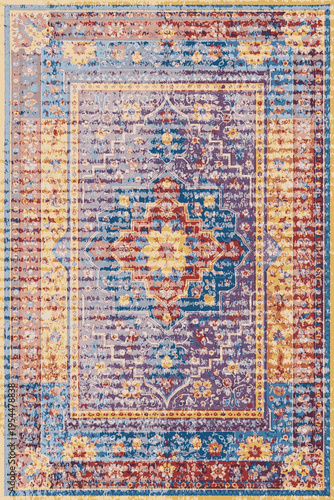 Folk style traditional printed Carpet with trending colors and texture in high resolution
