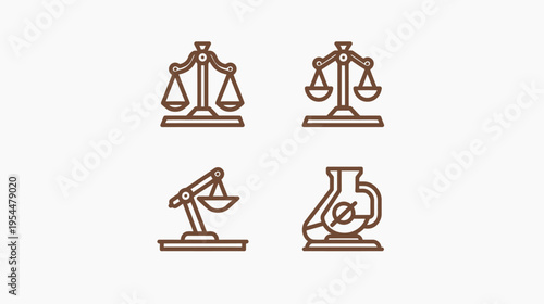 Four scale icons in brown outline are placed in a square on white background