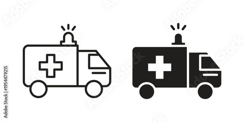 Ambulance icon for mobile application, button and website design.