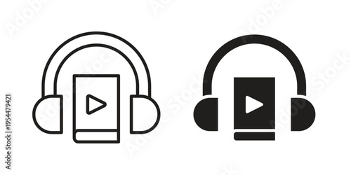 Audiobook icon for mobile application, button and website design.