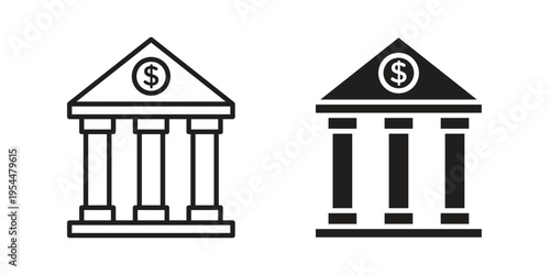 Bank icon for mobile application, button and website design.