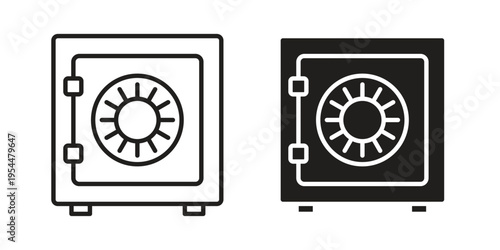 Bank vault icon for mobile application, button and website design.