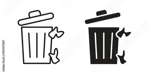 Bin icon for mobile application, button and website design.