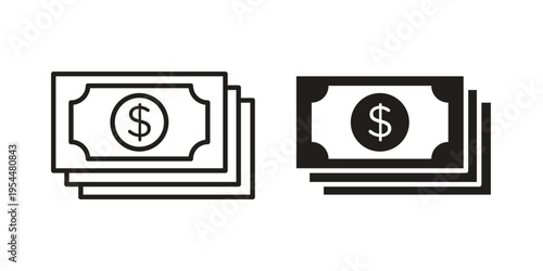 Cash icon for mobile application, button and website design.
