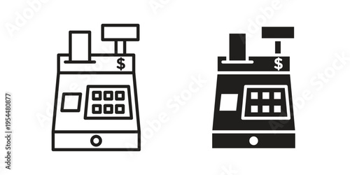 Cash register icon for mobile application, button and website design.