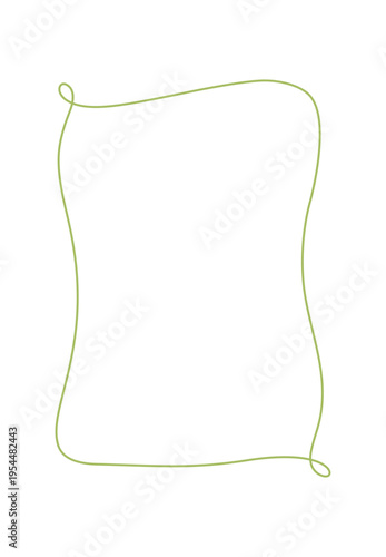 Coquette green wavy invitation frame with minimal romantic aesthetic mood. Cute whimsical border as soft sketch and doodle outline. Decorative background for social media post or invite card, simple