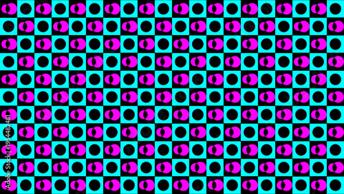 Op Art Eye Pattern in Pink Black and Turquoise vector background